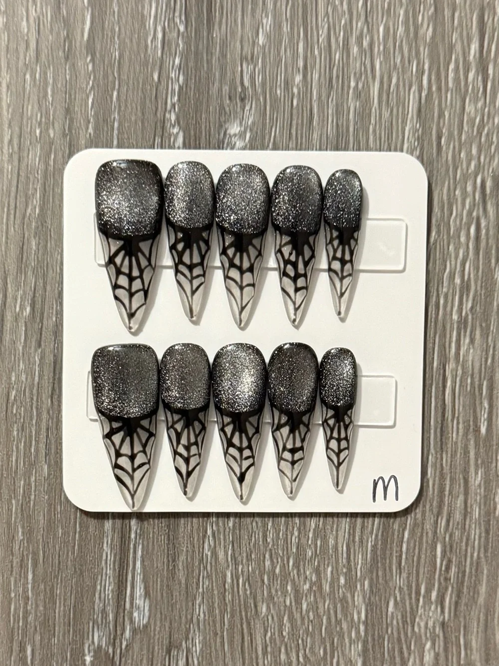 Black Glitter Spiderweb Stiletto Press-On Nail Set